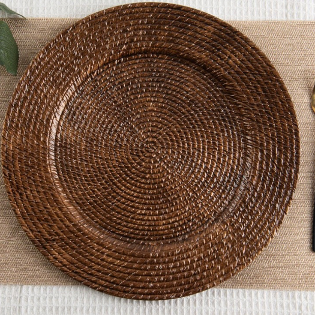 woven brown charger plate