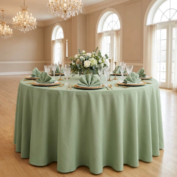 sage green round tablecloth – 120” polyester