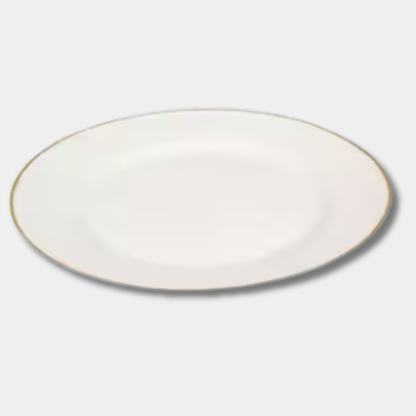 White Dinner Plate with Gold Rim 10.5”
