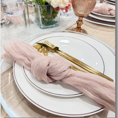 White Dinner Plate with Gold Rim 10.5”