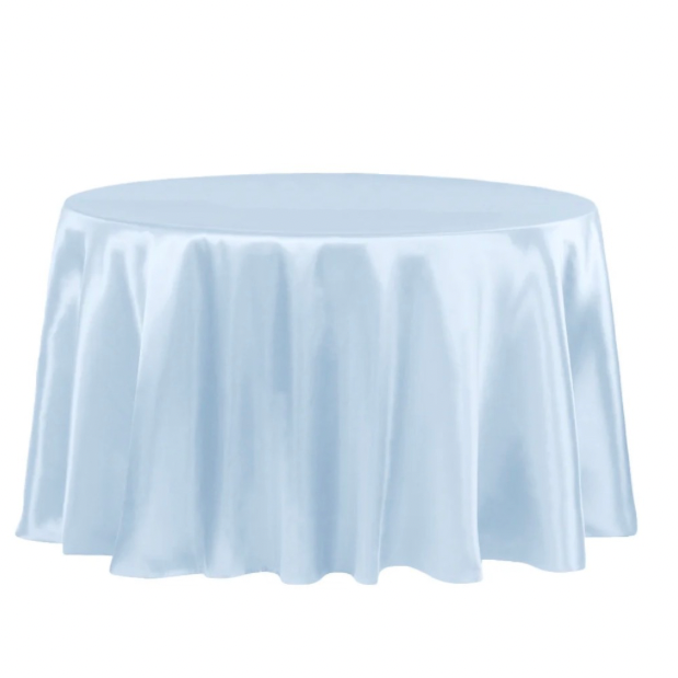 baby blue satin round tablecloth – 120”