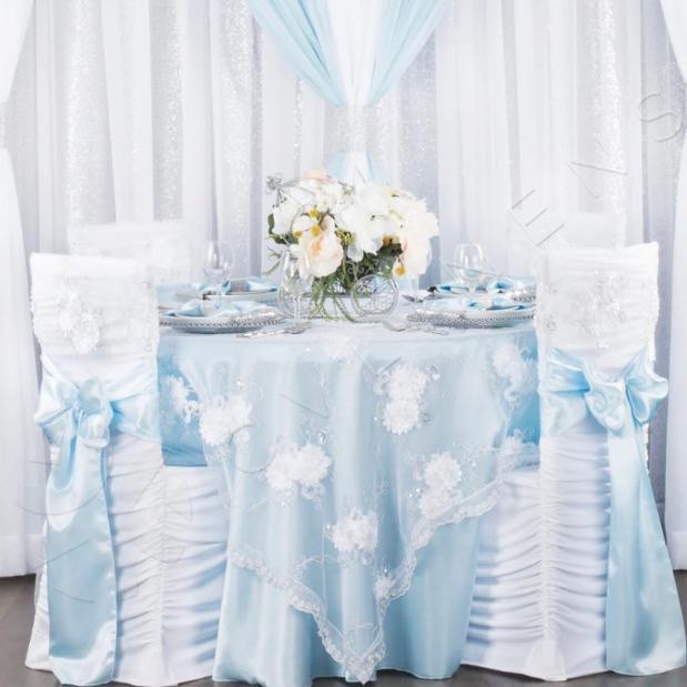 baby blue satin round tablecloth – 120”