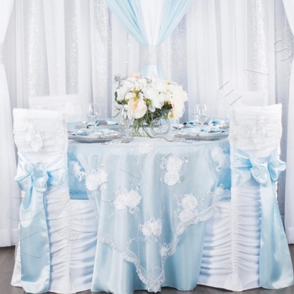 Baby Blue Satin Round Tablecloth – 120”