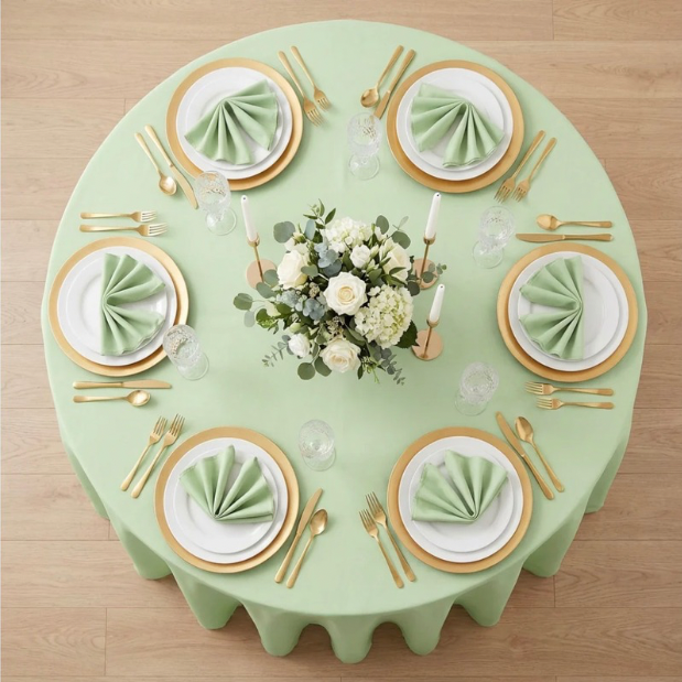 sage green round tablecloth – 120” polyester