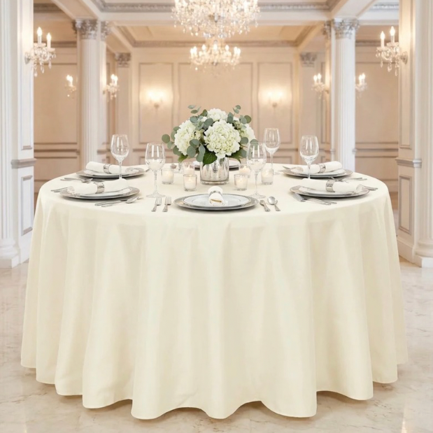 ivory round tablecloth – 120” polyester
