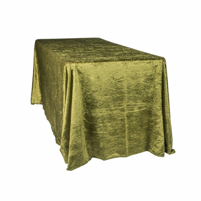 Olive Green Velvet Rectangular Tablecloth – 90” x 132”
