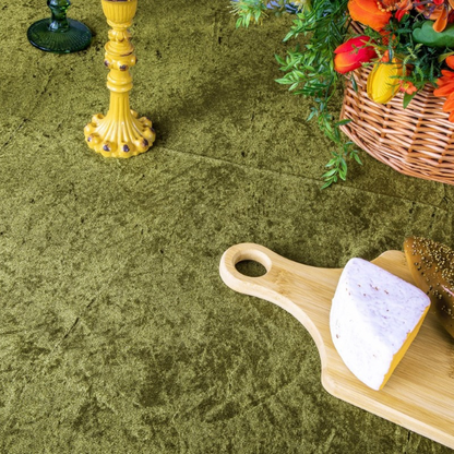 Olive Green Velvet Rectangular Tablecloth – 90” x 132”
