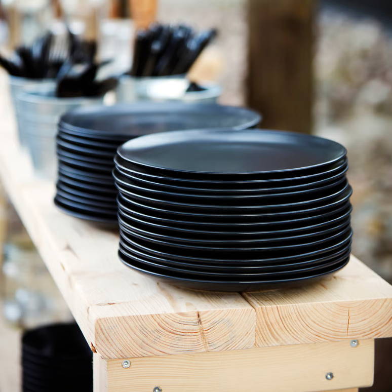 black stoneware dinner plate