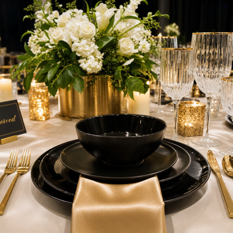 black stoneware dinner plate