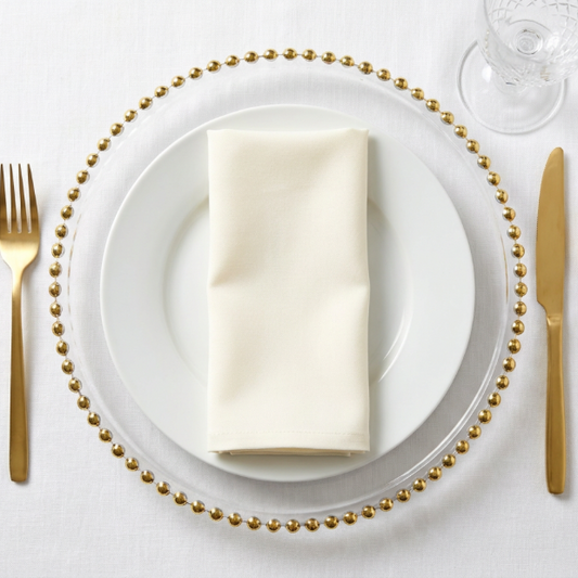 Golden Bead Glass Charger Plate – 12.5”