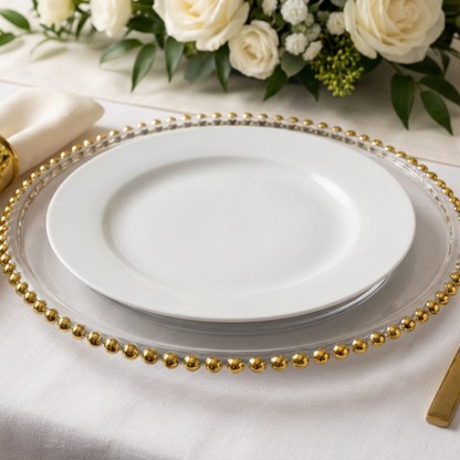 Golden Bead Glass Charger Plate – 12.5”
