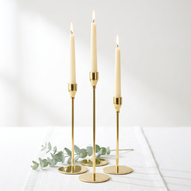 gold metal candle holder set (set of 3)