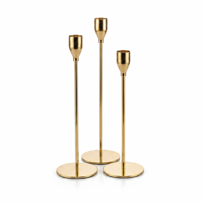 Gold Metal Candle Holder Set (Set of 3)