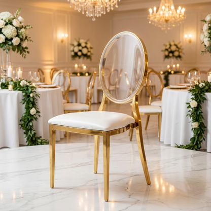 Gold Oval Clear Back Chair