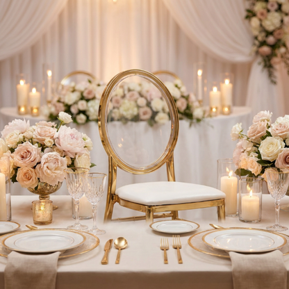 Gold Oval Clear Back Chair