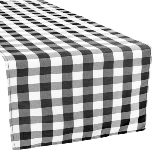 Gingham Checkered Table Runner – Black & White