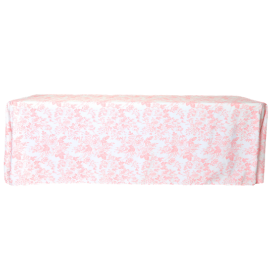 French Toile Rectangular Tablecloth – Coral 90" x 132"