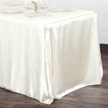 Ivory Satin Rectangular Tablecloth 90″ × 132″